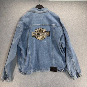 Harley Davidson Denim Jacket Men XL Vintage Biker Blues Trucker Jean Embroidered